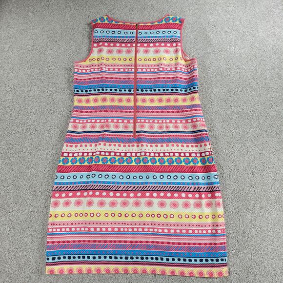 Talbots Dress 14 Pastel Textured Striped Floral Sleeveless Midi Easter Sprint - Picture 7 of 16